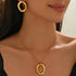 Minimalist 18K Gold Oval Pendant Jewelry Set