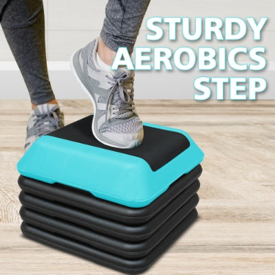 Height-Adjustable Step Aerobics Platform w/ 4 Risers
