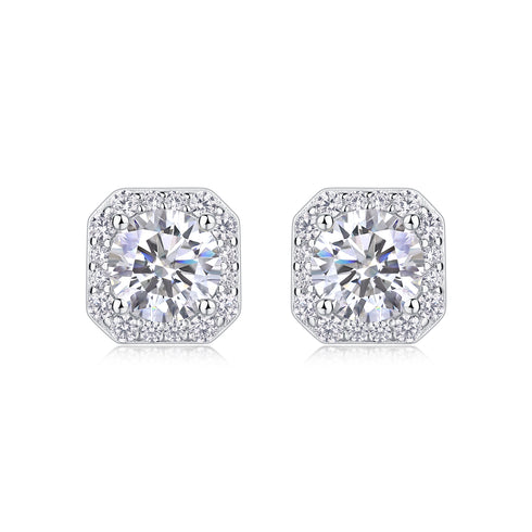 Heart Rose Moissanite Stud Earrings