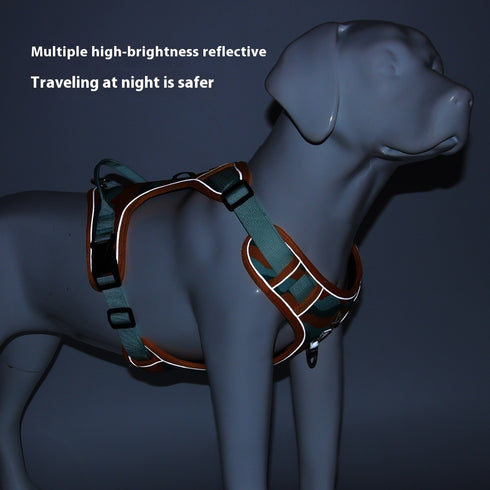 Dog Chest and Back Reflective Commuter Harness & Hand Holding Rope