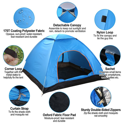 4-Person Instant Setup Camping Tent w/ Mosquito Net & Carry Bag