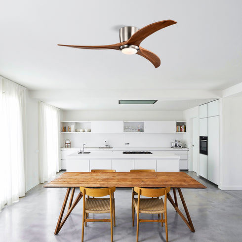 Ceiling Fan w/ Light & Solid Wood Blades