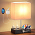 Dimmable Table Lamp w/ Dual USB Ports & Power Outlets