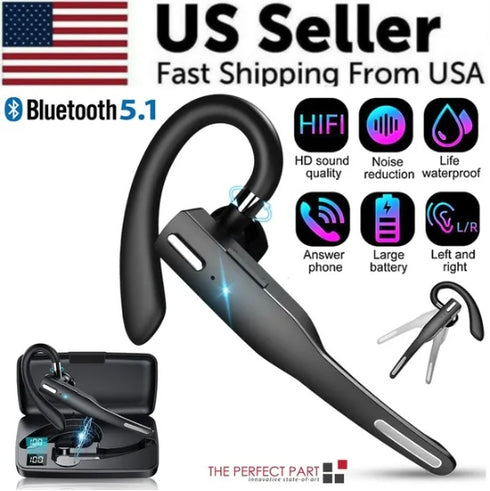 Wireless Headset Bluetooth 5.1 Dual Mic Noise Cancelling