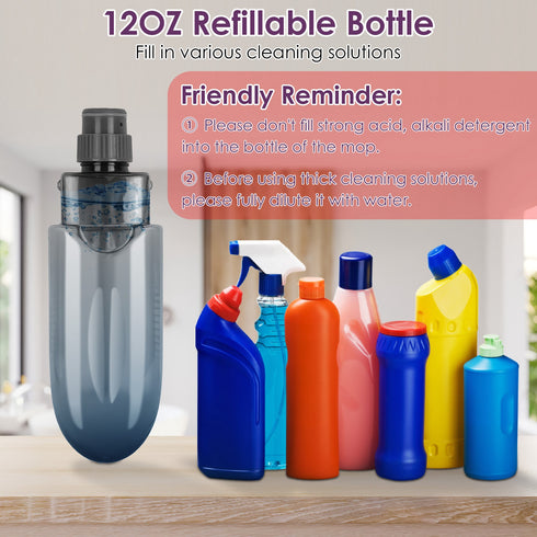 Spray Mop w/ 3 Washable Pads & 12OZ Bottle