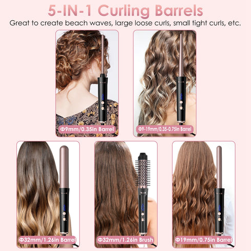 5-in-1 Interchangeable Curling Wand Set
