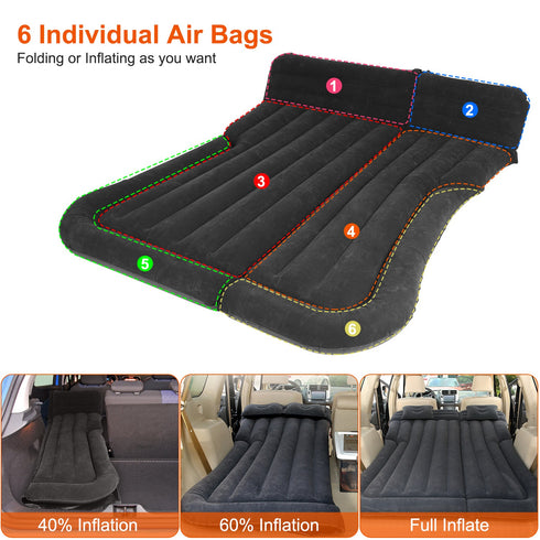 Inflatable SUV Air Mattress Camping Bed w/ Pillow & Bag