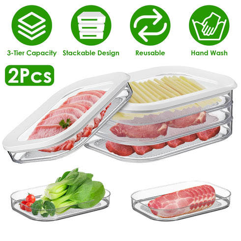Stackable Deli Meat Container w/ Lid for Fridge
