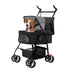 4 Wheels Pet Stroller Foldable Carrier w/ Removable Liner & Basket