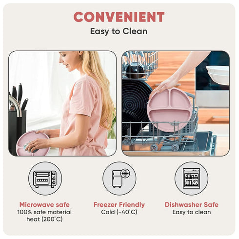 10 Pcs Silicone Baby Feeding Set w/ Suction (Sakura Pink)