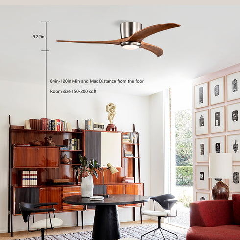 Ceiling Fan w/ Light & Solid Wood Blades
