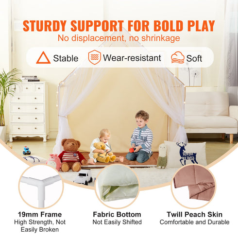 Kids Yurt Play Tent (Beige) w/ Mat & Lamp