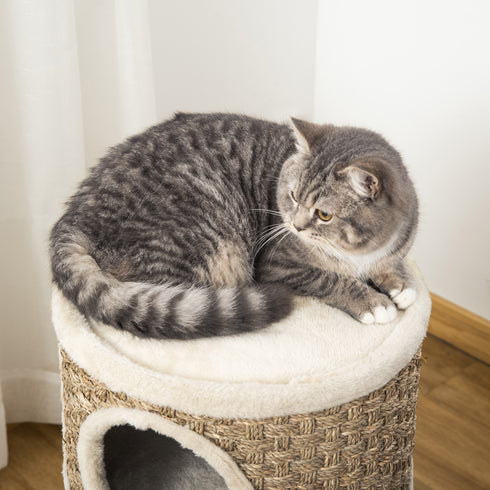Cat Scratching Barrel Condo w/ 2 Dens & Snuggly Top