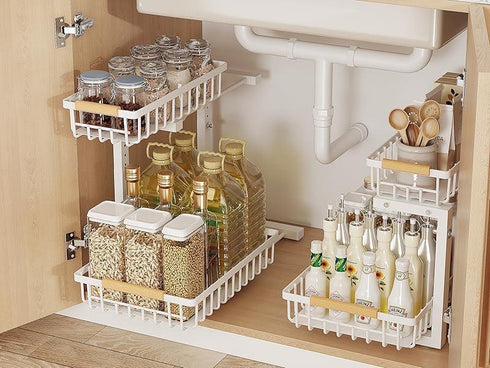 Metal Adjustable Height Two-Tier Under Sink Storage Rack