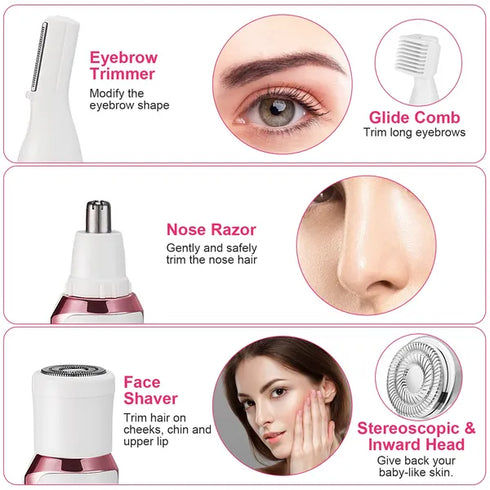 4-in-1 Rechargeable Electric Razor for Women