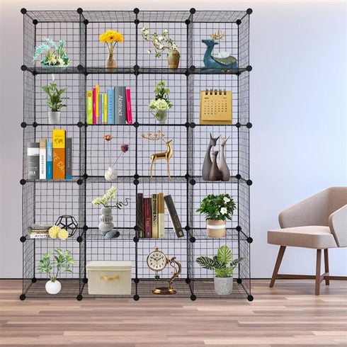 20 Grid Iron Mesh Cube Storage Rack