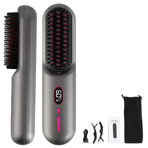 Cordless Negative Ion Hair Straightener Brush