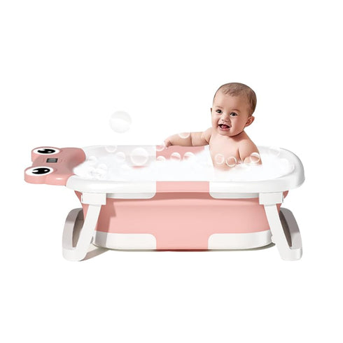 Foldable Baby Bathtub w/ Cushion & Thermometer