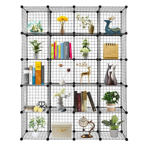 20 Grid Iron Mesh Cube Storage Rack
